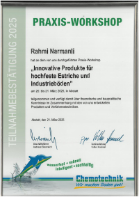 Zertifikat hochfeste Estriche Industrieböden